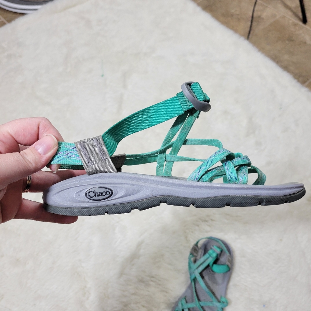 Chaco ZX/2 Classic sandals size womens 9 gray and turquoise - Picture 3 of 7